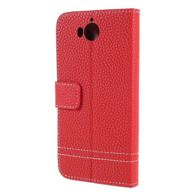 Litchi Grain Wallet Stand Leather Folio Cover for Huawei Y5 (2017) / Y6 (2017) - Red-2
