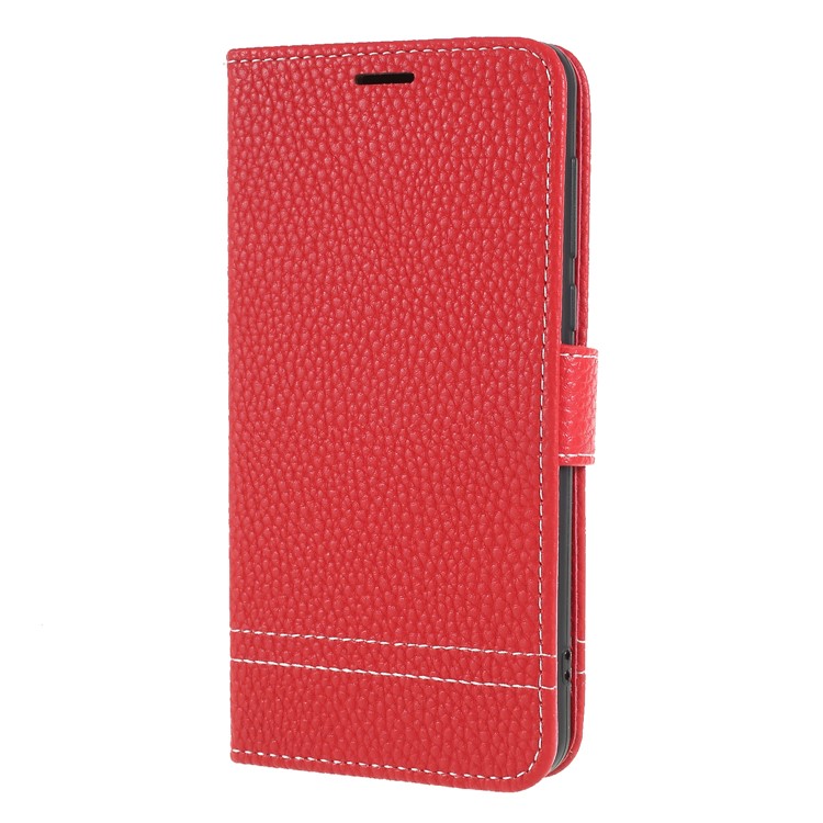 Litchi Grain Wallet Stand Leather Folio Cover for Huawei Y5 (2017) / Y6 (2017) - Red-3