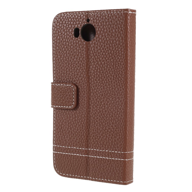 Litchi Texture Wallet Stand Leather Mobile Cover for Huawei Y5 (2017) / Y6 (2017) - Brown-2