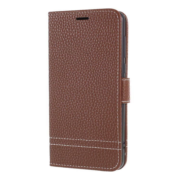 Litchi Texture Wallet Stand Leather Mobile Cover for Huawei Y5 (2017) / Y6 (2017) - Brown-3