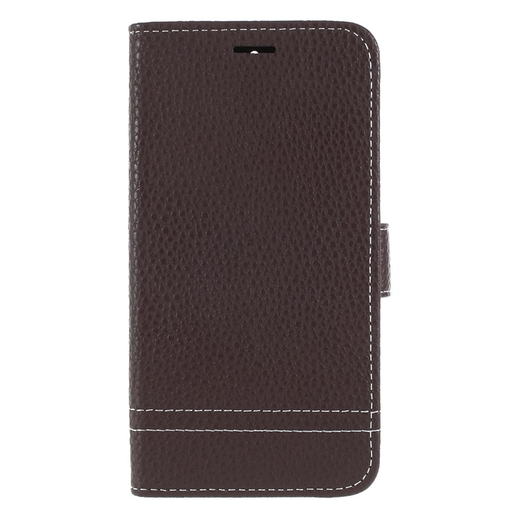 For Huawei Y5 (2017) / Y6 (2017) Litchi Grain Wallet Stand Leather Protective Phone Case - Coffee-1