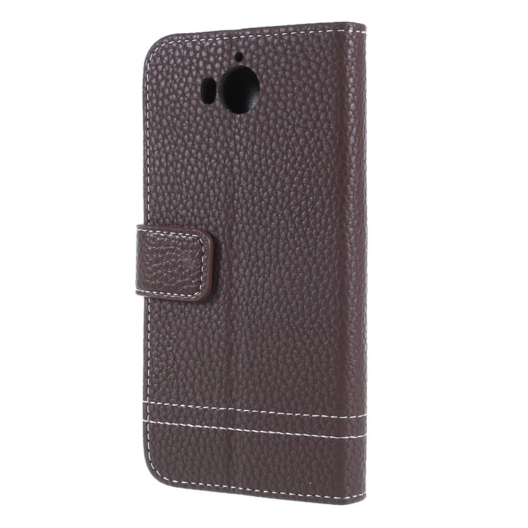 For Huawei Y5 (2017) / Y6 (2017) Litchi Grain Wallet Stand Leather Protective Phone Case - Coffee-2