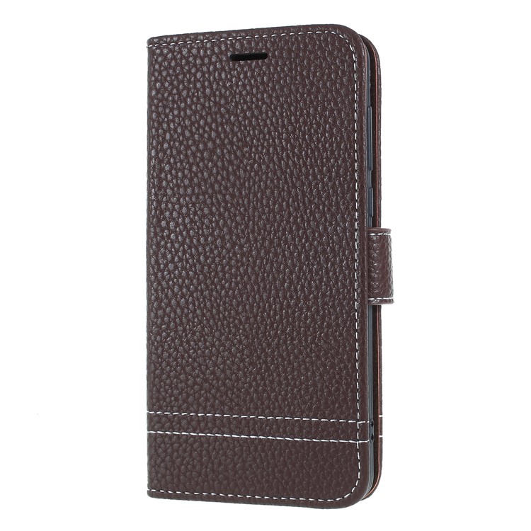 For Huawei Y5 (2017) / Y6 (2017) Litchi Grain Wallet Stand Leather Protective Phone Case - Coffee-3