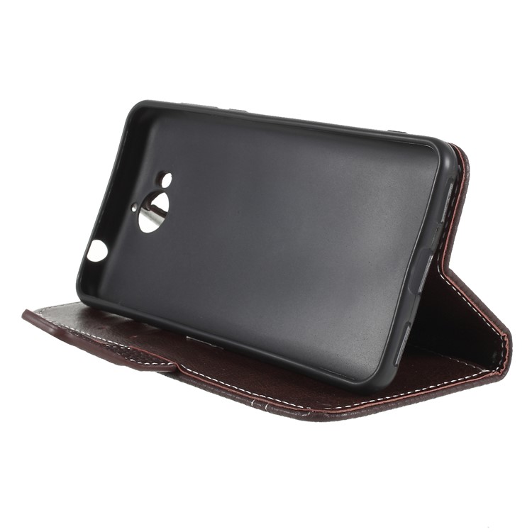 For Huawei Y5 (2017) / Y6 (2017) Litchi Grain Wallet Stand Leather Protective Phone Case - Coffee-4