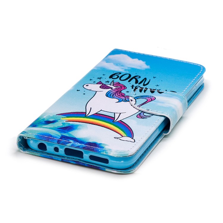 Pattern Printing PU Leather Magnetic Wallet Stand Protective Phone Cover for Huawei Honor 9 Lite/9 Youth Edition - Unicorn on Rainbow-4