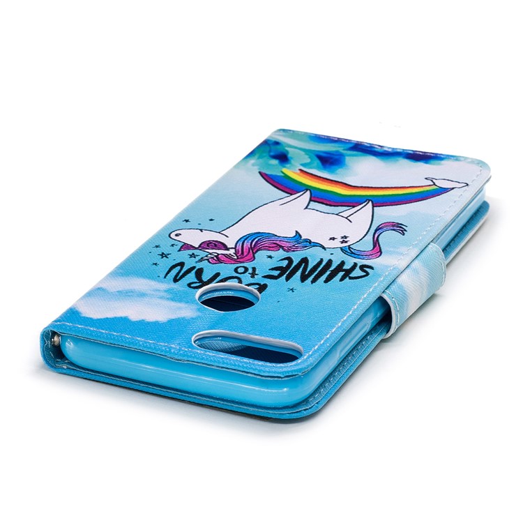 Pattern Printing PU Leather Magnetic Wallet Stand Protective Phone Cover for Huawei Honor 9 Lite/9 Youth Edition - Unicorn on Rainbow-5