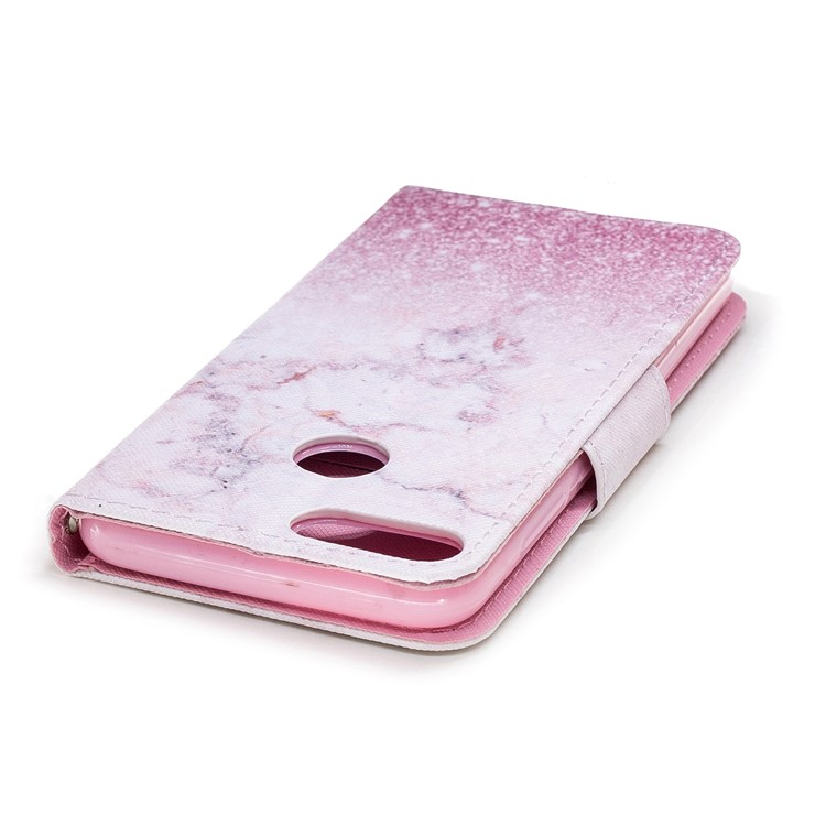 Pattern Printing PU Leather Magnetic Wallet Stand Protective Phone Case for Huawei Honor 9 Lite/9 Youth Edition - Marble-5