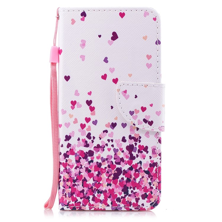 Pattern Printing PU Leather Magnetic Wallet Stand Protective Cell Phone Shell for Huawei Honor 9 Lite/9 Youth Edition - Falling Heart-1