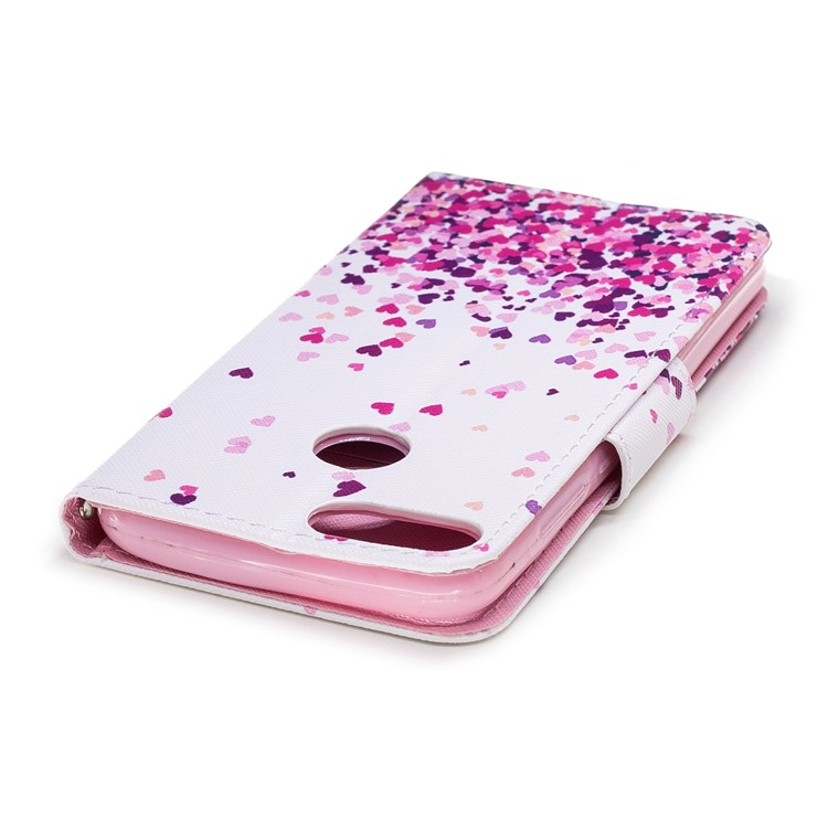 Pattern Printing PU Leather Magnetic Wallet Stand Protective Cell Phone Shell for Huawei Honor 9 Lite/9 Youth Edition - Falling Heart-5