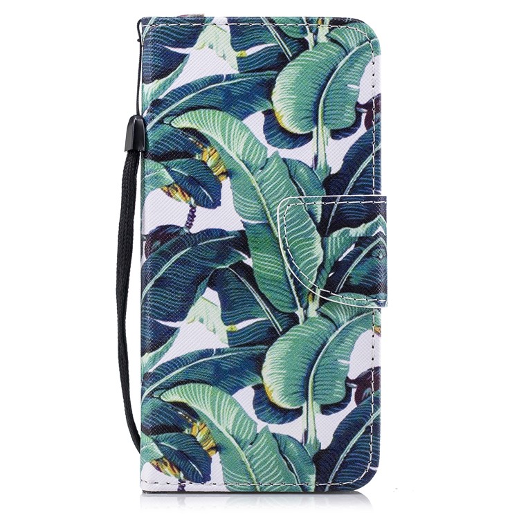 Pattern Printing PU Leather Magnetic Wallet Stand Protective Cell Phone Cover for Huawei Honor 9 Lite/9 Youth Edition - Banana Tree-1