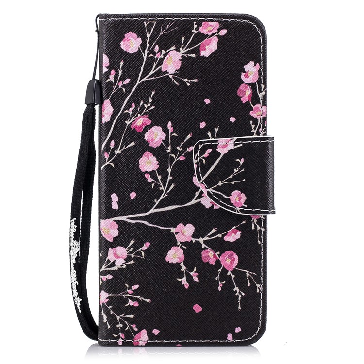 Pattern Printing PU Leather Magnetic Wallet Stand Phone Shell for Huawei Honor 9 Lite/9 Youth Edition - Pink Flower-1