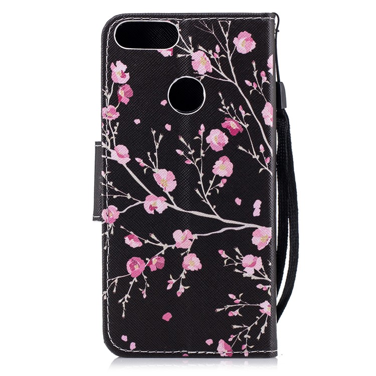 Pattern Printing PU Leather Magnetic Wallet Stand Phone Shell for Huawei Honor 9 Lite/9 Youth Edition - Pink Flower-2