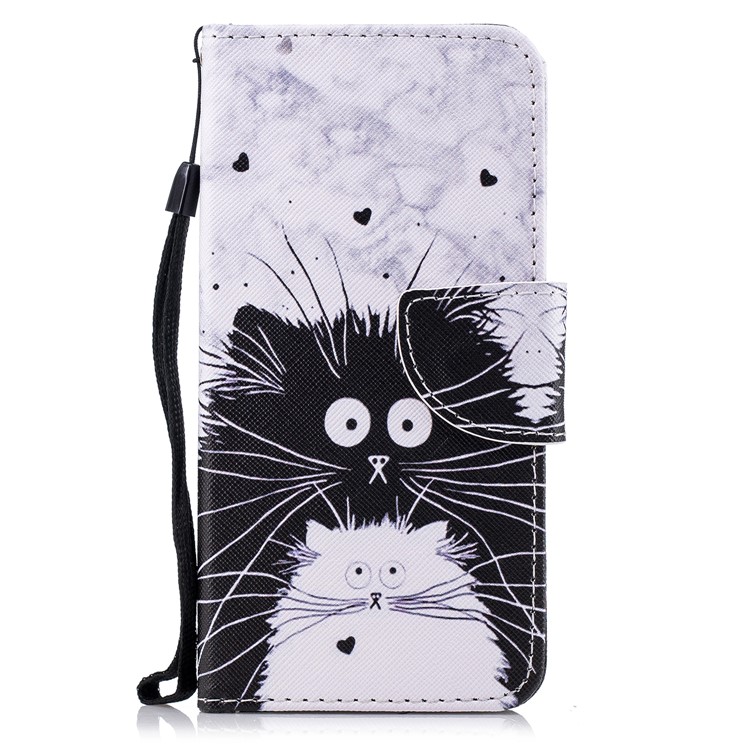 Pattern Printing PU Leather Magnetic Wallet Stand Mobile Phone Shell for Huawei Honor 9 Lite/9 Youth Edition - Black and White Animals-1