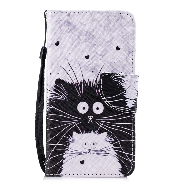 Pattern Printing PU Leather Wallet Stand Case for Huawei Mate 10 - Black and White Cats-1