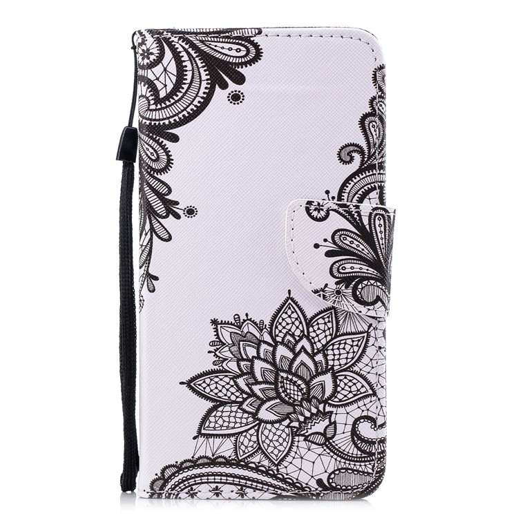 Pattern Printing PU Leather Wallet Stand Cover for Huawei Mate 10 - Grey Flower-1