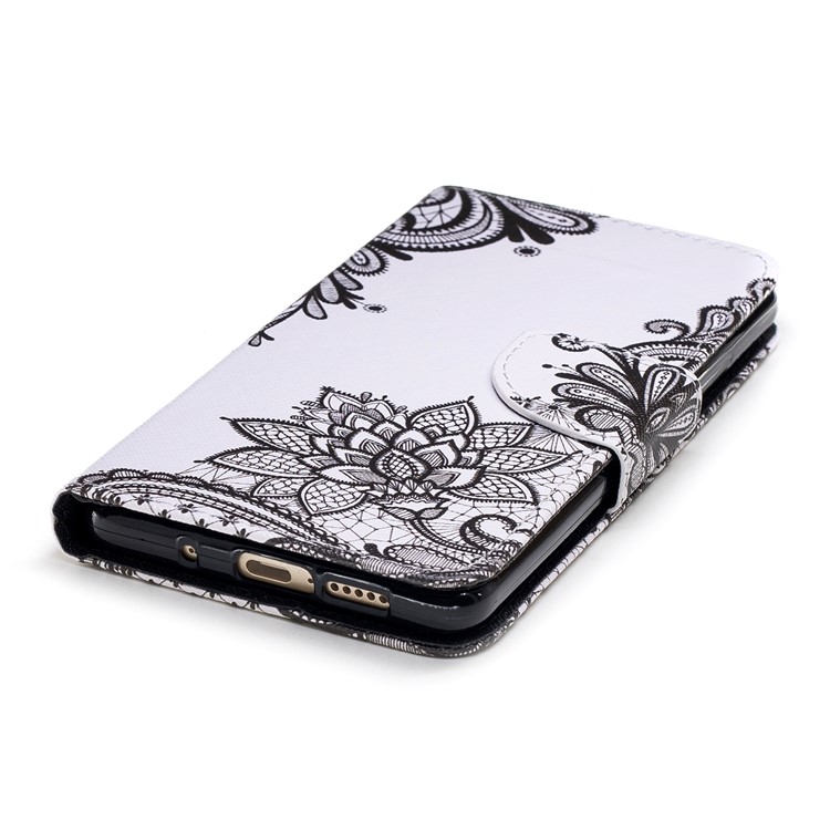 Pattern Printing PU Leather Wallet Stand Cover for Huawei Mate 10 - Grey Flower-4