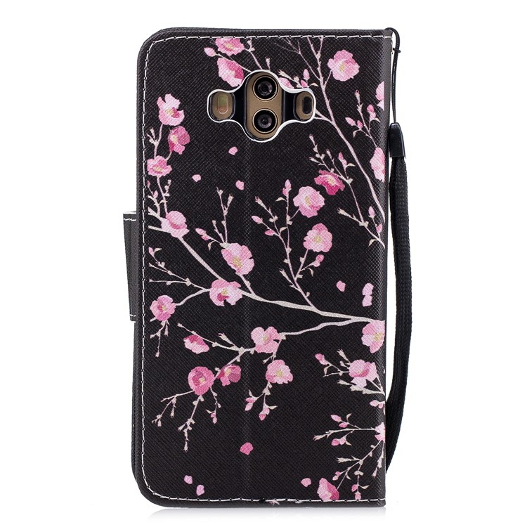 Pattern Printing PU Leather Stand Phone Case for Huawei Mate 10 - Peach Blossom-2