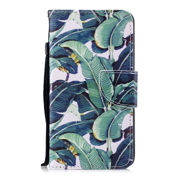 Pattern Printing PU Leather Wallet Phone Casing for Huawei Mate 10 - Green Leaves-1