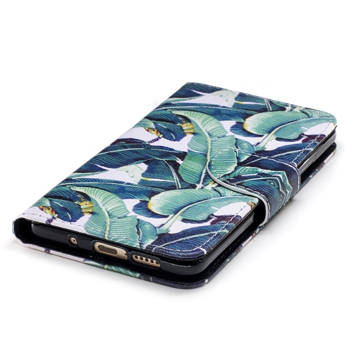 Pattern Printing PU Leather Wallet Phone Casing for Huawei Mate 10 - Green Leaves-4