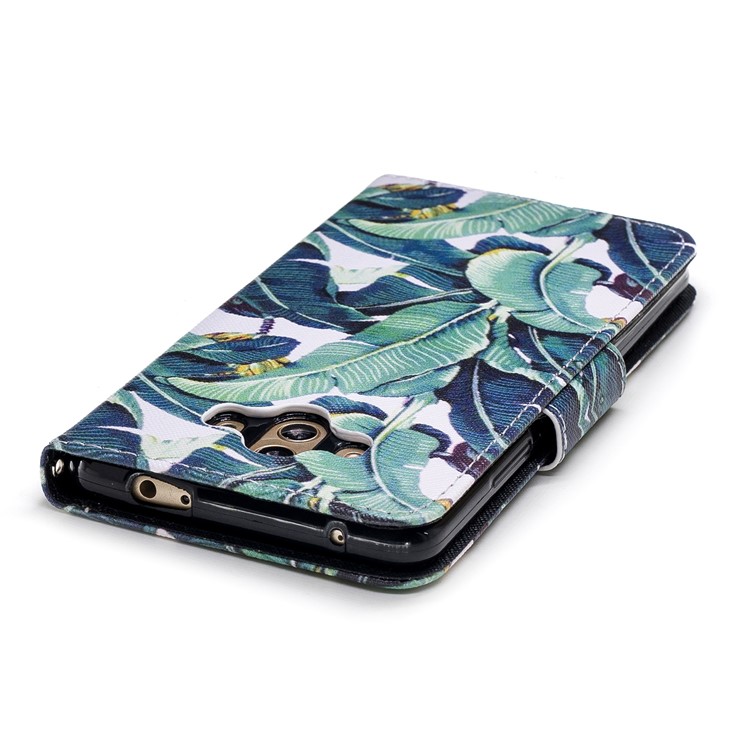 Pattern Printing PU Leather Wallet Phone Casing for Huawei Mate 10 - Green Leaves-5