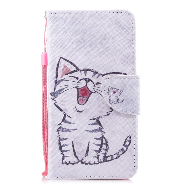 Pattern Printing PU Leather Wallet Mobile Shell for Huawei Mate 10 - Cute Laughing Cat-1