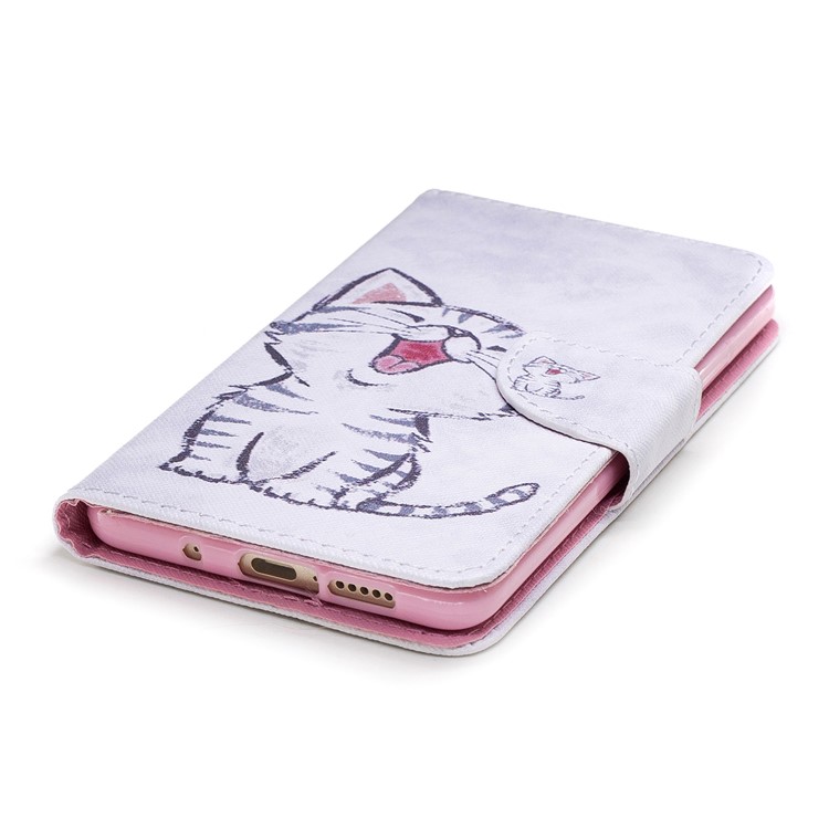 Pattern Printing PU Leather Wallet Mobile Shell for Huawei Mate 10 - Cute Laughing Cat-4
