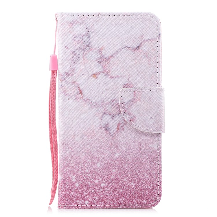 Pattern Printing PU Leather Stand Mobile Phone Case for Huawei Mate 10 - Pink Marble Pattern-1