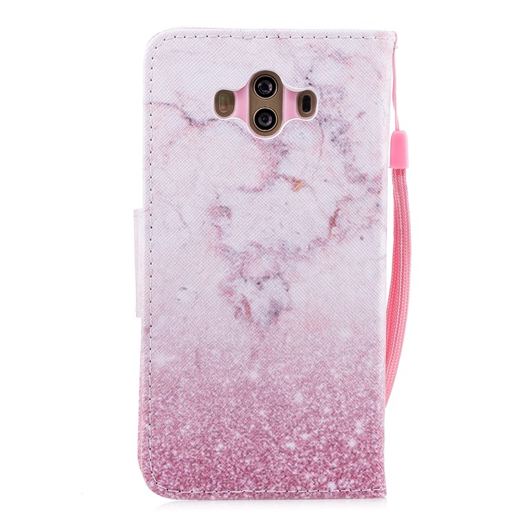 Pattern Printing PU Leather Stand Mobile Phone Case for Huawei Mate 10 - Pink Marble Pattern-2