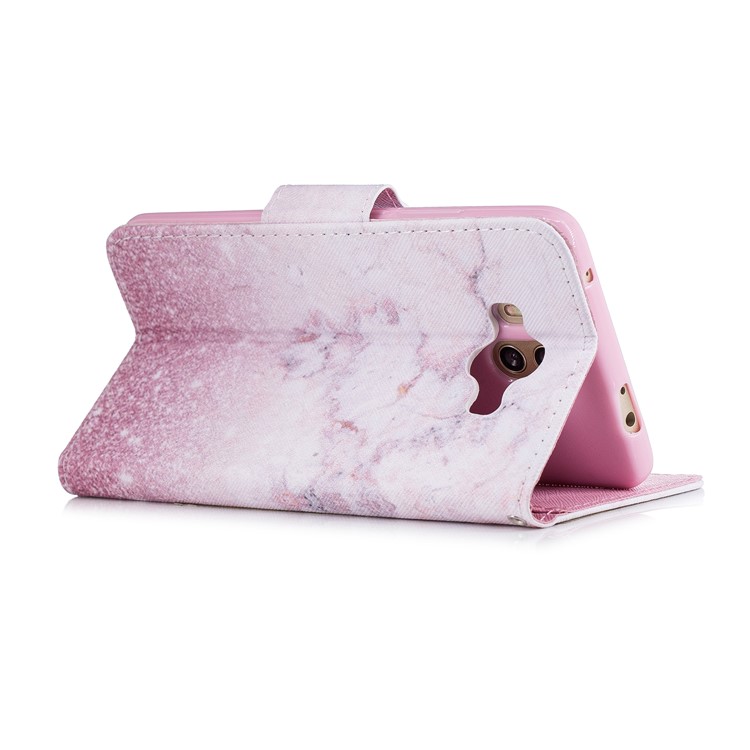Pattern Printing PU Leather Stand Mobile Phone Case for Huawei Mate 10 - Pink Marble Pattern-3