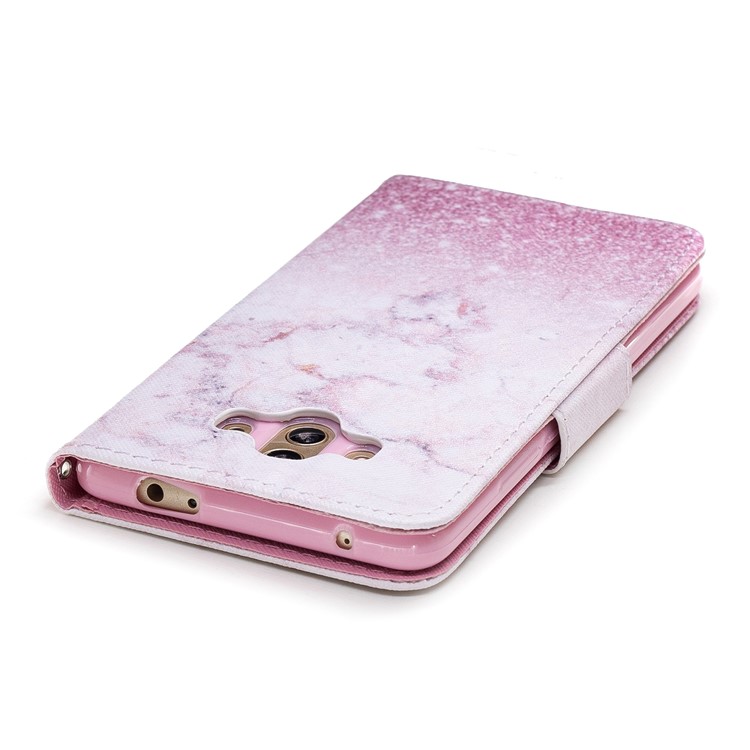 Pattern Printing PU Leather Stand Mobile Phone Case for Huawei Mate 10 - Pink Marble Pattern-5