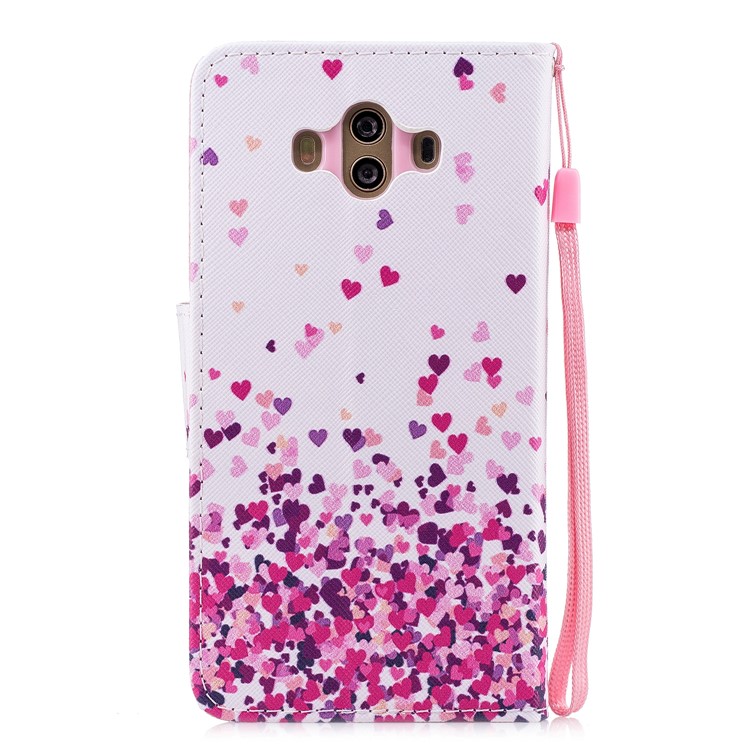 Pattern Printing PU Leather Wallet Protective Case for Huawei Mate 10 - Pink Hearts-2