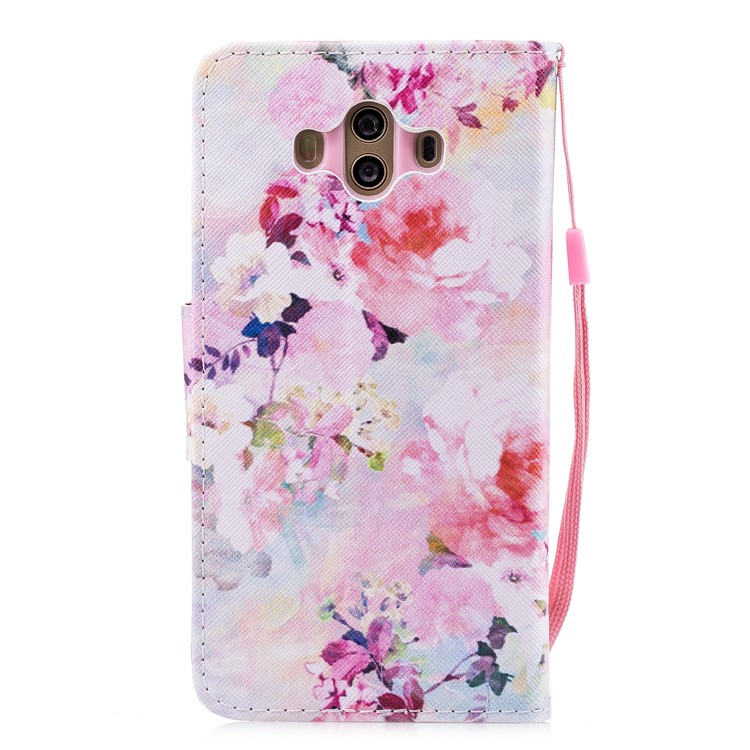 Pattern Printing PU Leather Stand Protection Case for Huawei Mate 10 - Colorful Flower-2