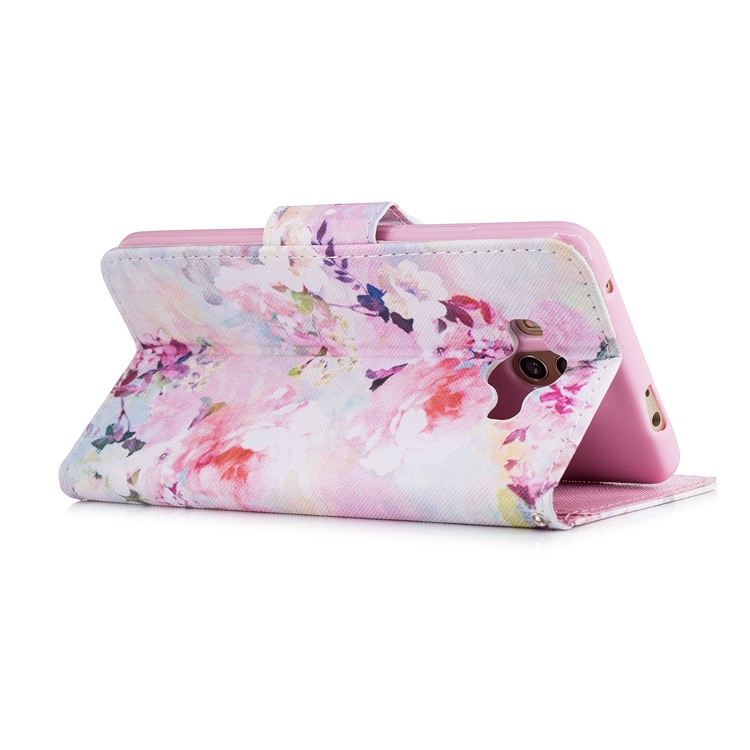 Pattern Printing PU Leather Stand Protection Case for Huawei Mate 10 - Colorful Flower-3