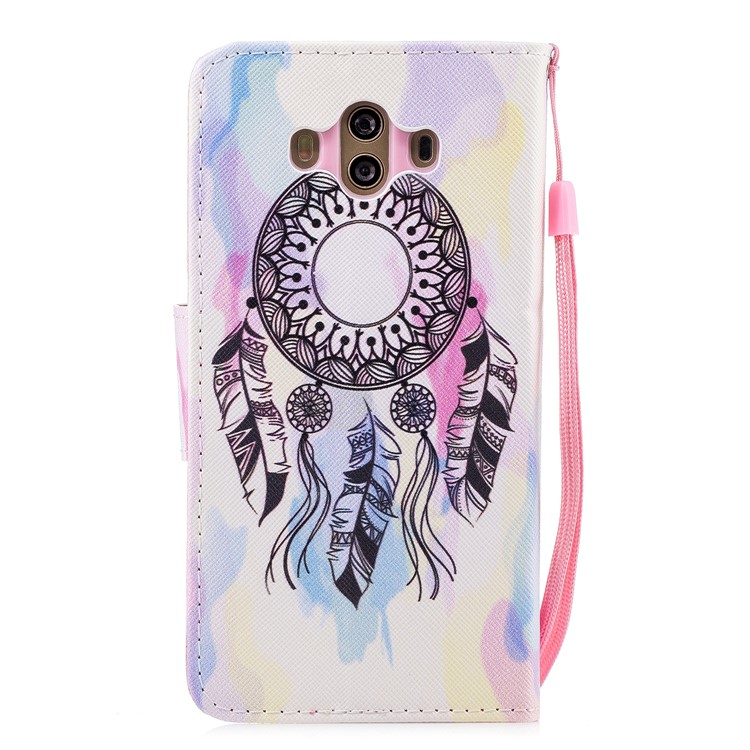 Pattern Printing PU Leather Wallet Phone Accessory Case for Huawei Mate 10 - Dream Catcher-2