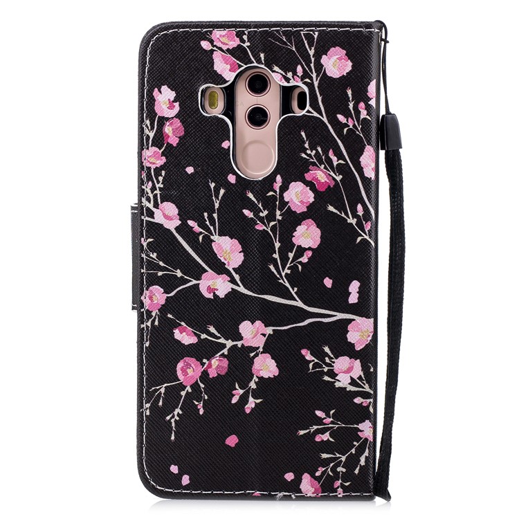 Pattern Printing Leather Wallet Cover for Huawei Mate 10 Pro - Pink Flowers-2