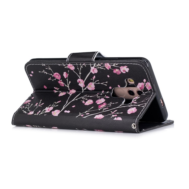 Pattern Printing Leather Wallet Cover for Huawei Mate 10 Pro - Pink Flowers-3