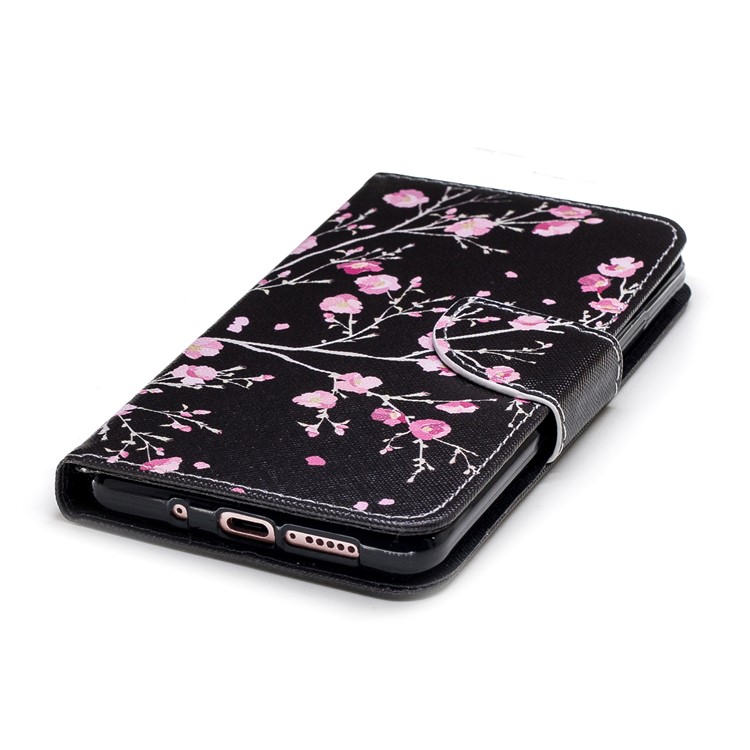 Pattern Printing Leather Wallet Cover for Huawei Mate 10 Pro - Pink Flowers-4