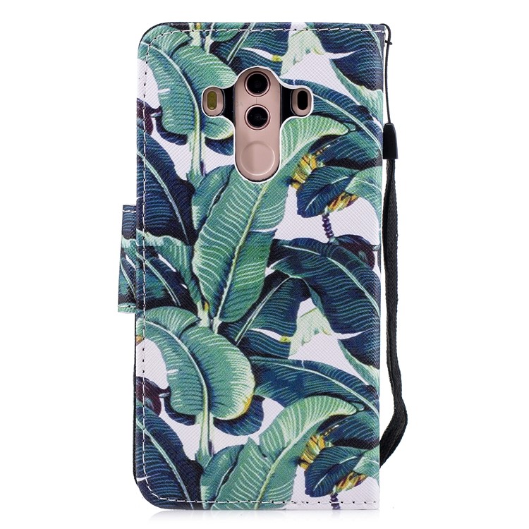 Pattern Printing Leather Wallet Case Cover for Huawei Mate 10 Pro - Leaf Pattern-2