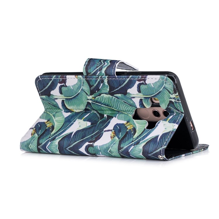 Pattern Printing Leather Wallet Case Cover for Huawei Mate 10 Pro - Leaf Pattern-3