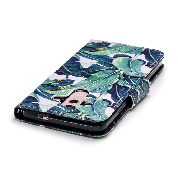 Pattern Printing Leather Wallet Case Cover for Huawei Mate 10 Pro - Leaf Pattern-5