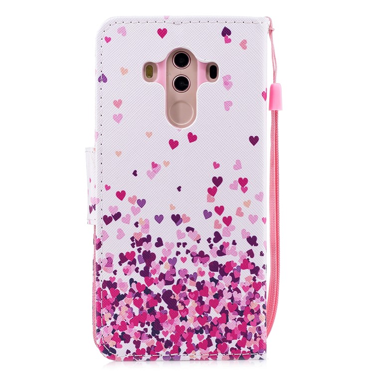 Pattern Printing Wallet Leather Protection Case for Huawei Mate 10 Pro - Colorful Hearts-2