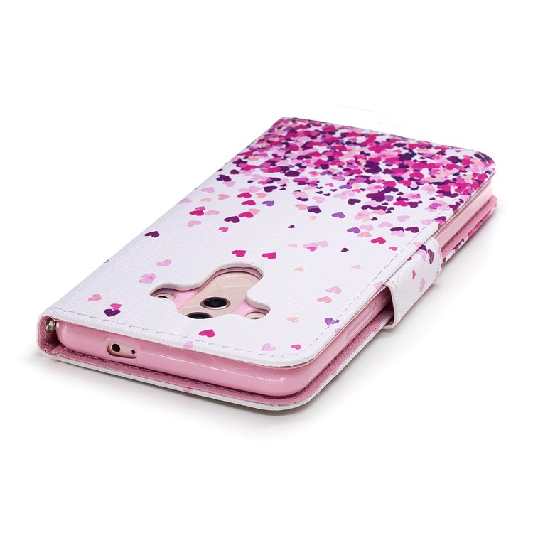 Pattern Printing Wallet Leather Protection Case for Huawei Mate 10 Pro - Colorful Hearts-5