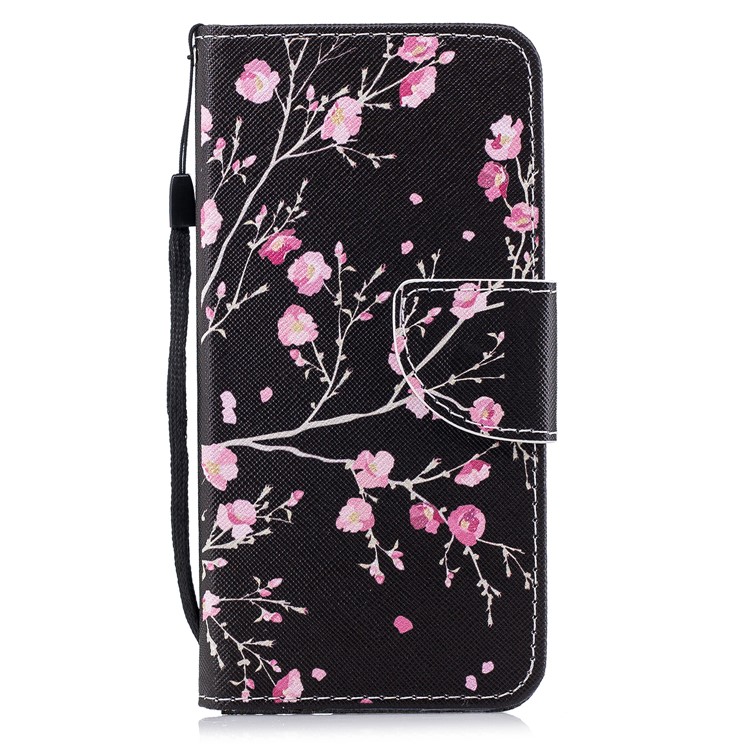 Pattern Printing Wallet Leather Case with Stand for Huawei P Smart / Enjoy 7S - Pink Flowers-1