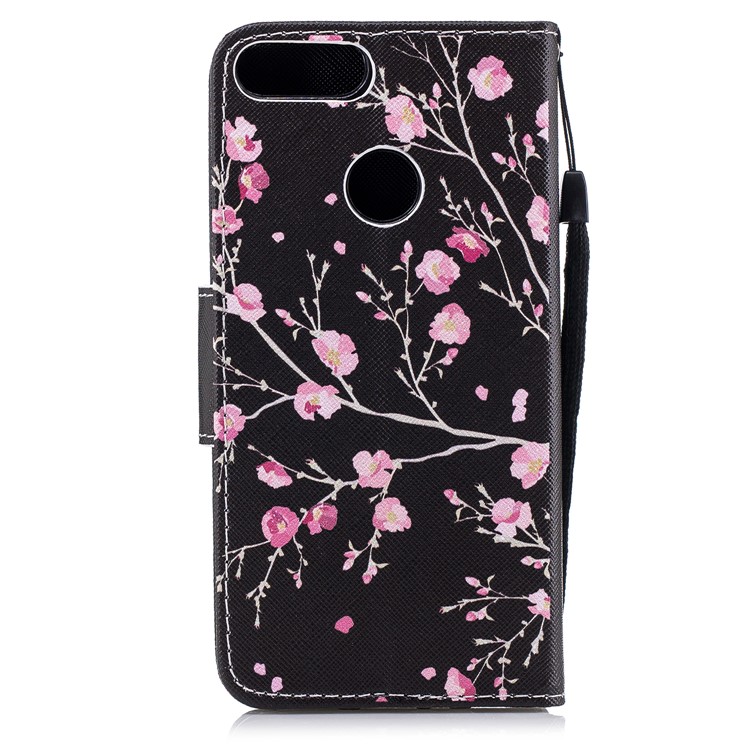 Pattern Printing Wallet Leather Case with Stand for Huawei P Smart / Enjoy 7S - Pink Flowers-2