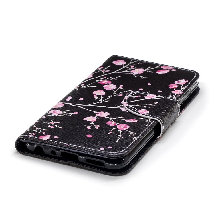Pattern Printing Wallet Leather Case with Stand for Huawei P Smart / Enjoy 7S - Pink Flowers-4