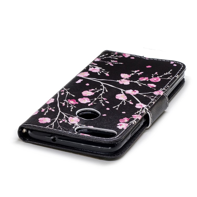 Pattern Printing Wallet Leather Case with Stand for Huawei P Smart / Enjoy 7S - Pink Flowers-5