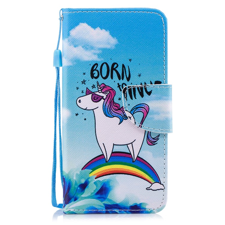 Pattern Printing Magnetic Leather Stand Cover for Huawei P Smart / Enjoy 7S - Unicorn Pattern-1