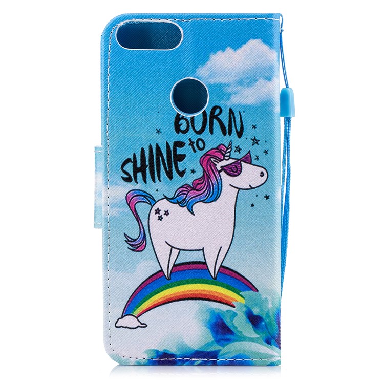 Pattern Printing Magnetic Leather Stand Cover for Huawei P Smart / Enjoy 7S - Unicorn Pattern-2