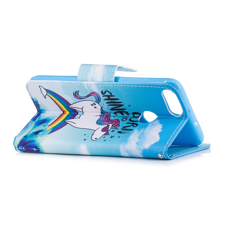 Pattern Printing Magnetic Leather Stand Cover for Huawei P Smart / Enjoy 7S - Unicorn Pattern-3