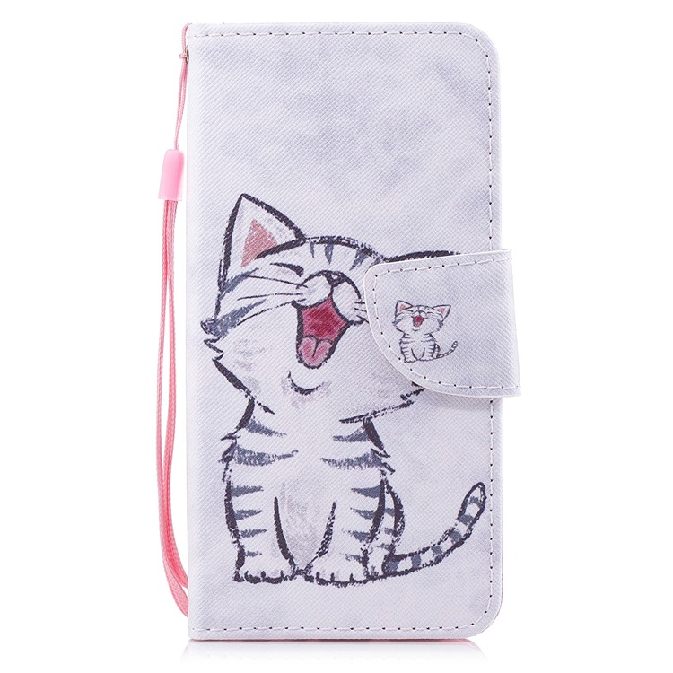 Pattern Printing Leather Wallet Cover for Huawei P Smart / Enjoy 7S - Cat Pattern-1